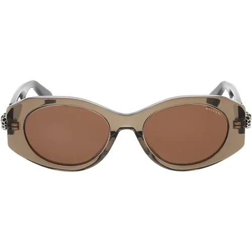 Serpenti Oval Sunglasses Brown Lenses , female, Sizes: 52 MM - Bvlgari - Modalova