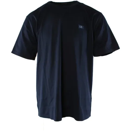 Blaues Mercerisiertes Leichtes Jersey T-Shirt - C.P. Company - Modalova