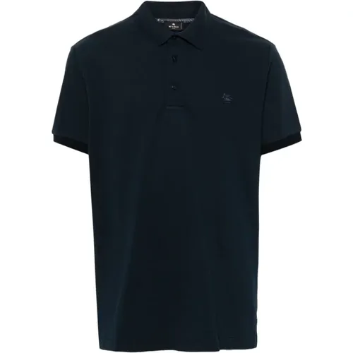 Blaues Paisley Polo-Shirt mit Pegaso-Stickerei , Herren, Größe: 2XL - ETRO - Modalova