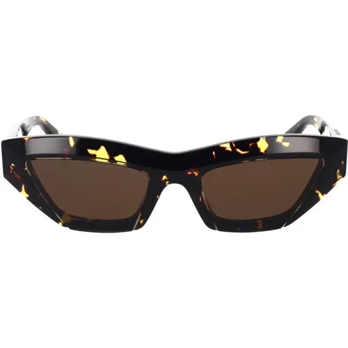 Stylish Cat-Eye Sunglasses with Metal Stripes , female, Sizes: 53 MM - Bottega Veneta - Modalova