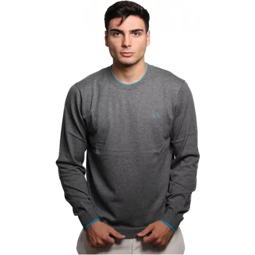 Dunkelgrauer Pullover mit Himmelsdetails , Herren, Größe: L - Sun68 - Modalova