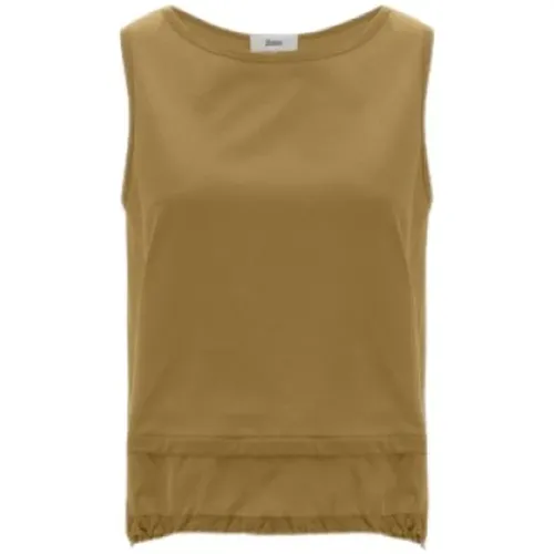 Strukturiertes ärmelloses T-Shirt mit gerüschtem Peplum , Damen, Größe: L - Herno - Modalova