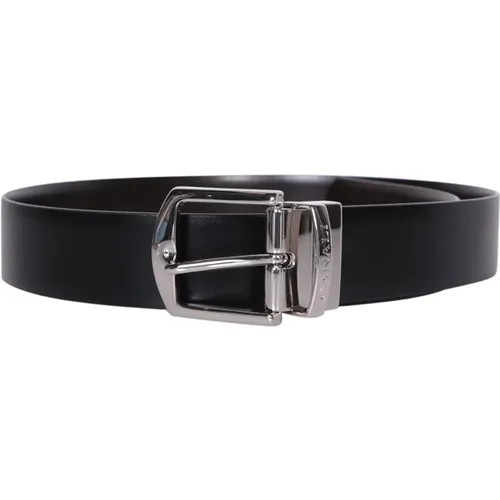 Adjustable Leather Belt With Logo Buckle , male, Sizes: 100 CM - Canali - Modalova