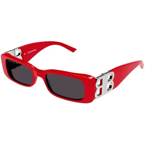 Roter Rahmen Graue Linse Sonnenbrille , unisex, Größe: 51 MM - Balenciaga - Modalova