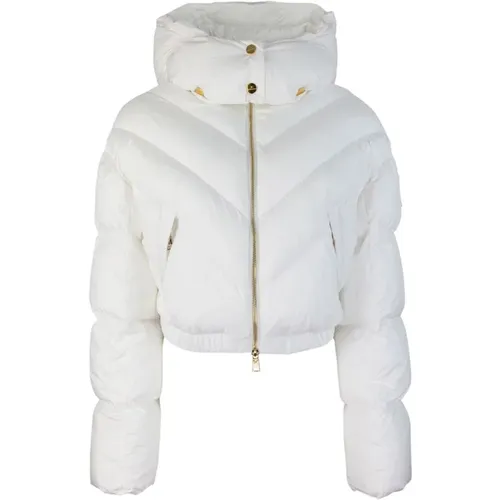 Cropped Puffer Coat with Detachable Hood , female, Sizes: L - Elisabetta Franchi - Modalova