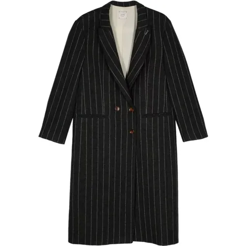 Grey Wool Blend Pinstripe Coat , female, Sizes: S - Alysi - Modalova