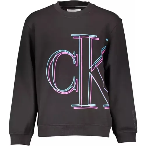 Cotton Sweater, Long-Sleeved, Round Neck, Print, Logo , male, Sizes: 2XL, XL - Calvin Klein - Modalova