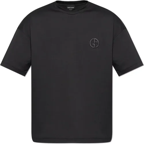 T-Shirt mit Logo , Herren, Größe: M - Giorgio Armani - Modalova