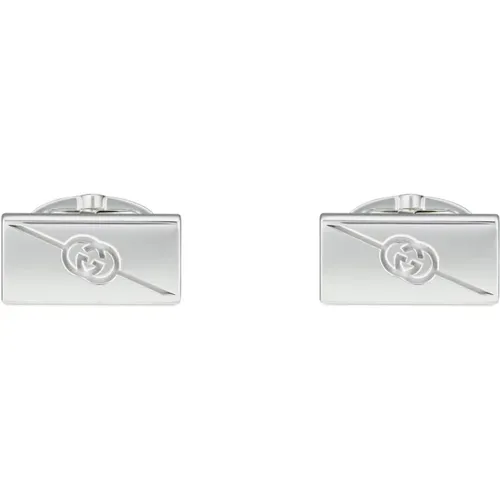 Sterling Silver Cufflinks with Interlocking G Logo , female, Sizes: ONE SIZE - Gucci - Modalova
