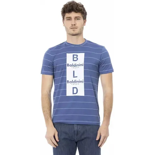Schickes Blaues Baumwoll-T-Shirt , Herren, Größe: XS - Baldinini - Modalova