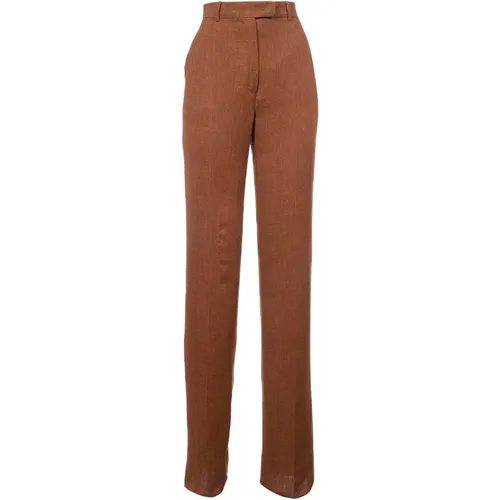 Straight Leg Linen Pants , female, Sizes: XS - Max Mara Studio - Modalova