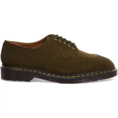 Olive Suede Lace-up Derby Shoes , male, Sizes: 9 UK - Dr. Martens - Modalova