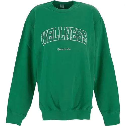 Grüner Sweatshirt mit langen Ärmeln , Damen, Größe: XS - Sporty & Rich - Modalova