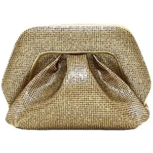 Eco Fabric Clutch Tasche Gold Strass , Damen, Größe: ONE Size - THEMOIRè - Modalova