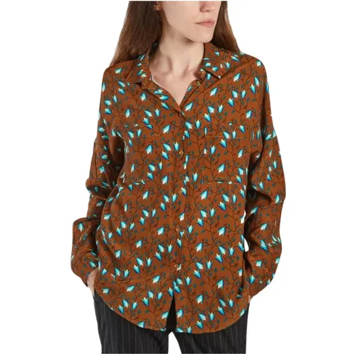 Viskose-Print-Shirt mit Oversized-Schnitt , Damen, Größe: M - Tinsels - Modalova