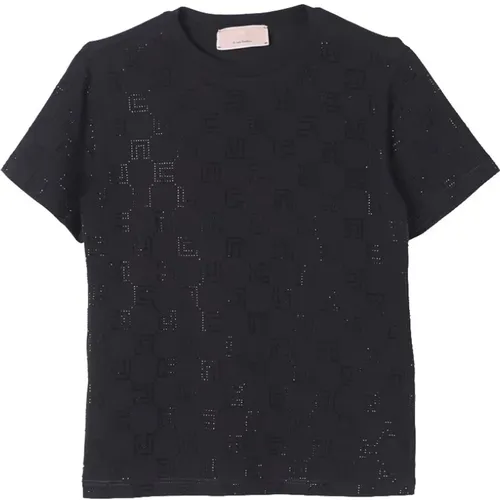 Schwarzes T-Shirt für Mädchen, vielseitig und anspruchsvoll - Elisabetta Franchi - Modalova