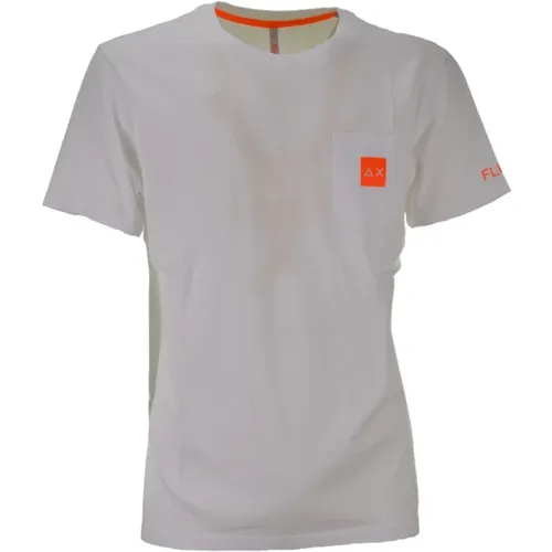 Weiße Pocket Logo Fluo T-shirt , Herren, Größe: XL - Sun68 - Modalova