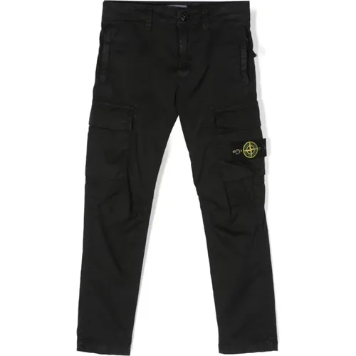 Schwarze Hose mit Taschen und Klappe - Stone Island - Modalova