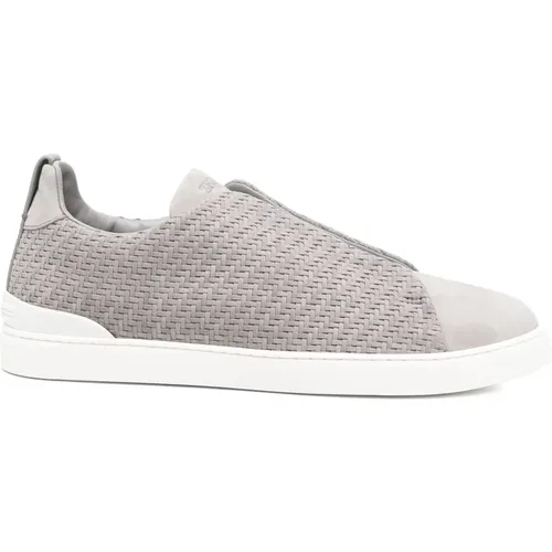 Leather Sneakers Triple Stitch Design , male, Sizes: 11 UK - Ermenegildo Zegna - Modalova