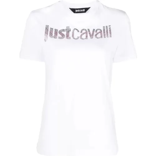 Crystal Embellished T-Shirt , female, Sizes: S, M - Just Cavalli - Modalova