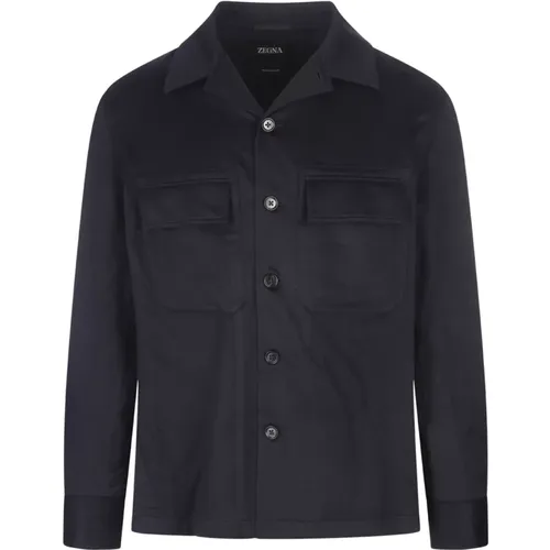 Blaues Alba Cashmere Overshirt - Ermenegildo Zegna - Modalova