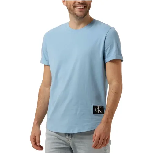 Herren Polo T-Shirt mit Abzeichen , Herren, Größe: M - Calvin Klein - Modalova