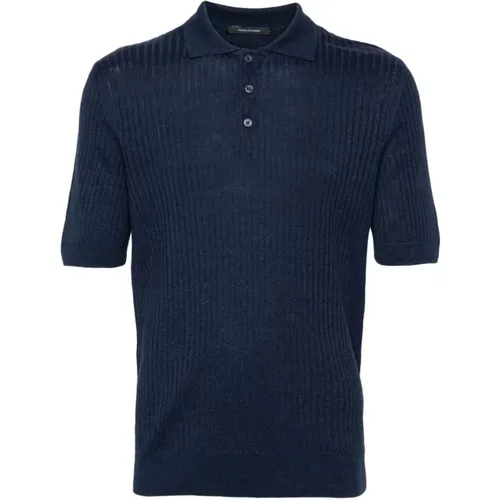 Blaues Poloshirt Kurzarm Klassischer Kragen , Herren, Größe: XL - Tagliatore - Modalova