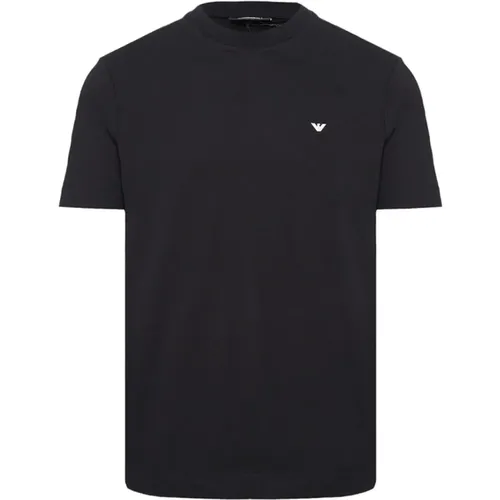 Navyblaues Baumwoll-T-Shirt mit Adler-Logo , Herren, Größe: XL - Emporio Armani - Modalova
