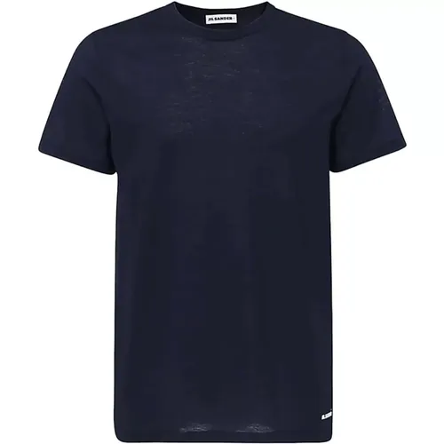 Blaues T-Shirt - Regular Fit - Geeignet für alle Temperaturen - 100% Baumwolle , Herren, Größe: L - Jil Sander - Modalova