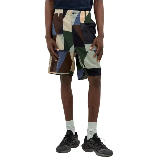 Patchwork Baumwoll-Twill Shorts , Herren, Größe: L - Engineered Garments - Modalova