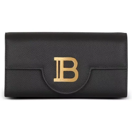 B-Buzz Wallet On Chain in grained leather , female, Sizes: ONE SIZE - Balmain - Modalova