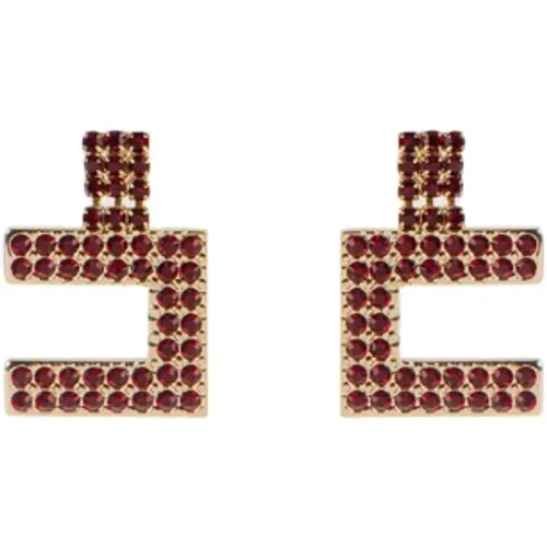 Crystal Logo Earrings , female, Sizes: ONE SIZE - Elisabetta Franchi - Modalova