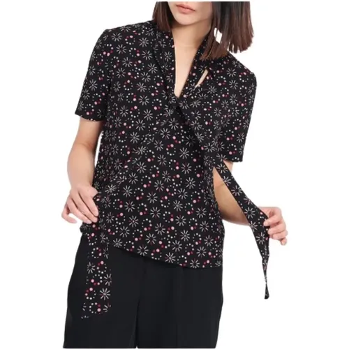 Kurzärmelige Bluse mit Blumenmuster , Damen, Größe: M - Emporio Armani - Modalova