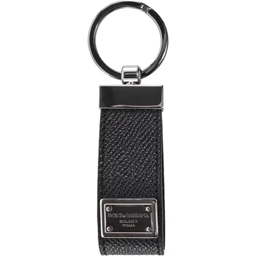Schwarzer Leder Schlüsselhalter mit Metallhaken - Dolce & Gabbana - Modalova