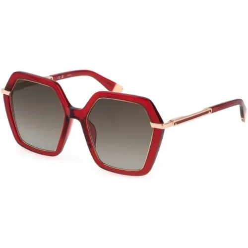 Rote Plastik Damen Sonnenbrille - Furla - Modalova