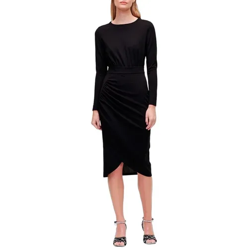 Schwarzes Langarm Jersey Kleid , Damen, Größe: S - Karl Lagerfeld - Modalova
