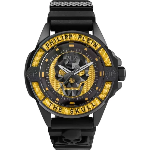 Carbon Fiber Skull Watch , male, Sizes: ONE SIZE - Philipp Plein - Modalova