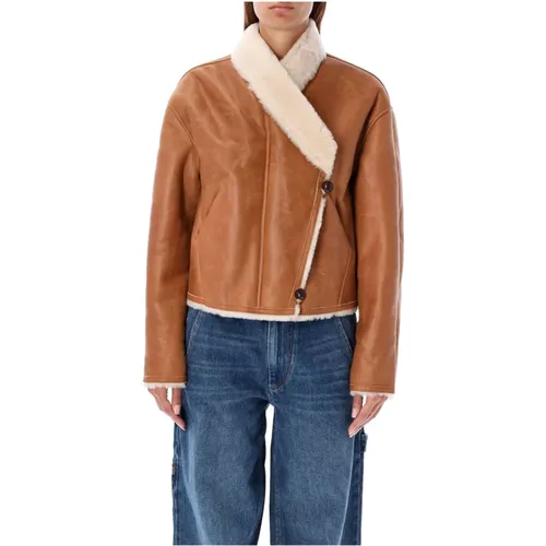 Shearling Cropped Jacket Cinnamon Aw24 , female, Sizes: S, XS - Isabel marant - Modalova