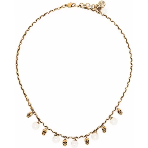 Perlenkette mit Schädel-Detail , Damen, Größe: ONE Size - alexander mcqueen - Modalova