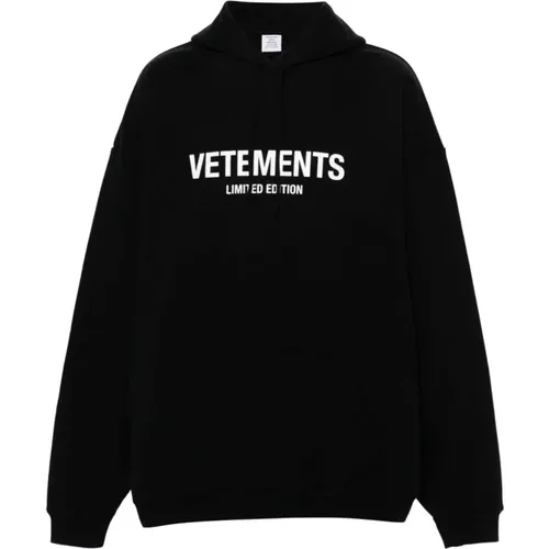 Sweater with Logo Print and Drawstring Hood , male, Sizes: S, L - Vetements - Modalova