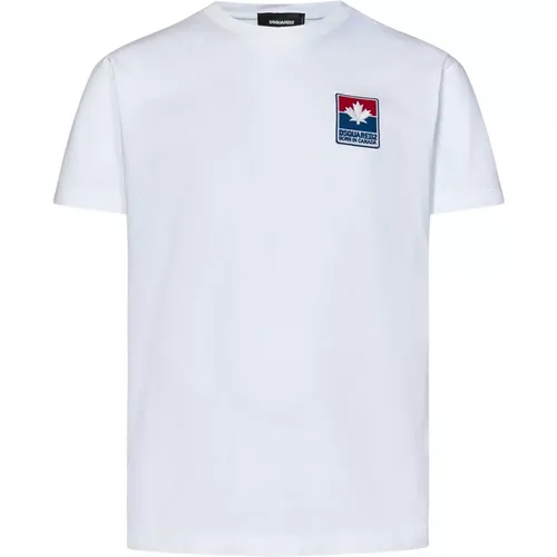 Klassisches weißes T-Shirt für Männer , Herren, Größe: M - Dsquared2 - Modalova