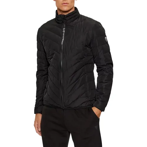 Zip Logo Puffer Coat , male, Sizes: 2XL, 3XL, XL - Emporio Armani EA7 - Modalova