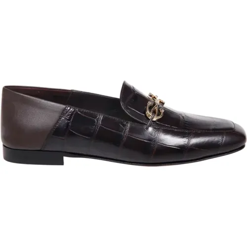 Krokodil Loafer aus braunem Leder - Salvatore Ferragamo - Modalova