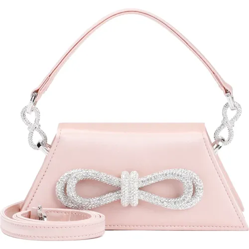 Nude Satin Bow Handbag , female, Sizes: ONE SIZE - Mach & Mach - Modalova