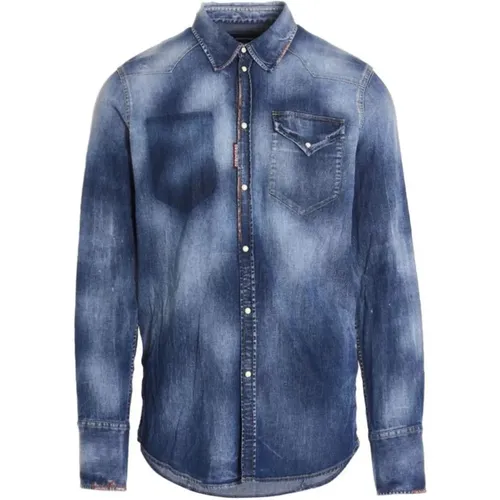 Denim Western Hemd , Herren, Größe: L - Dsquared2 - Modalova