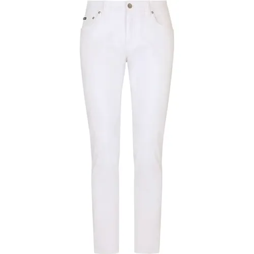 Logo-Plaque Slim-Cut Jeans , Herren, Größe: XL - Dolce & Gabbana - Modalova