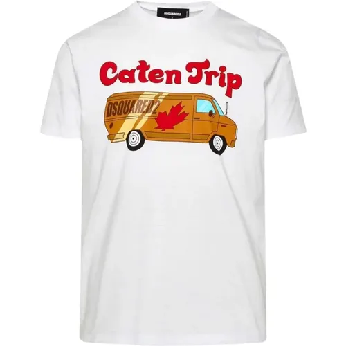 Graphic Print Caten Trip T-Shirt , male, Sizes: L - Dsquared2 - Modalova
