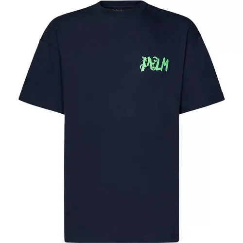 T-Shirts,Marine Grafikdruck Rundhals T-Shirt - Palm Angels - Modalova