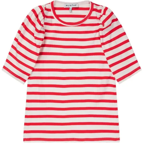 Striped Short Sleeve T-Shirt , female, Sizes: 2XS - Munthe - Modalova