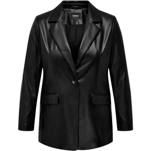 Carmakoma Carpapaya Faux Leather Blazer CC OT: | Freewear Zwart , female, Sizes: M - Only Carmakoma - Modalova